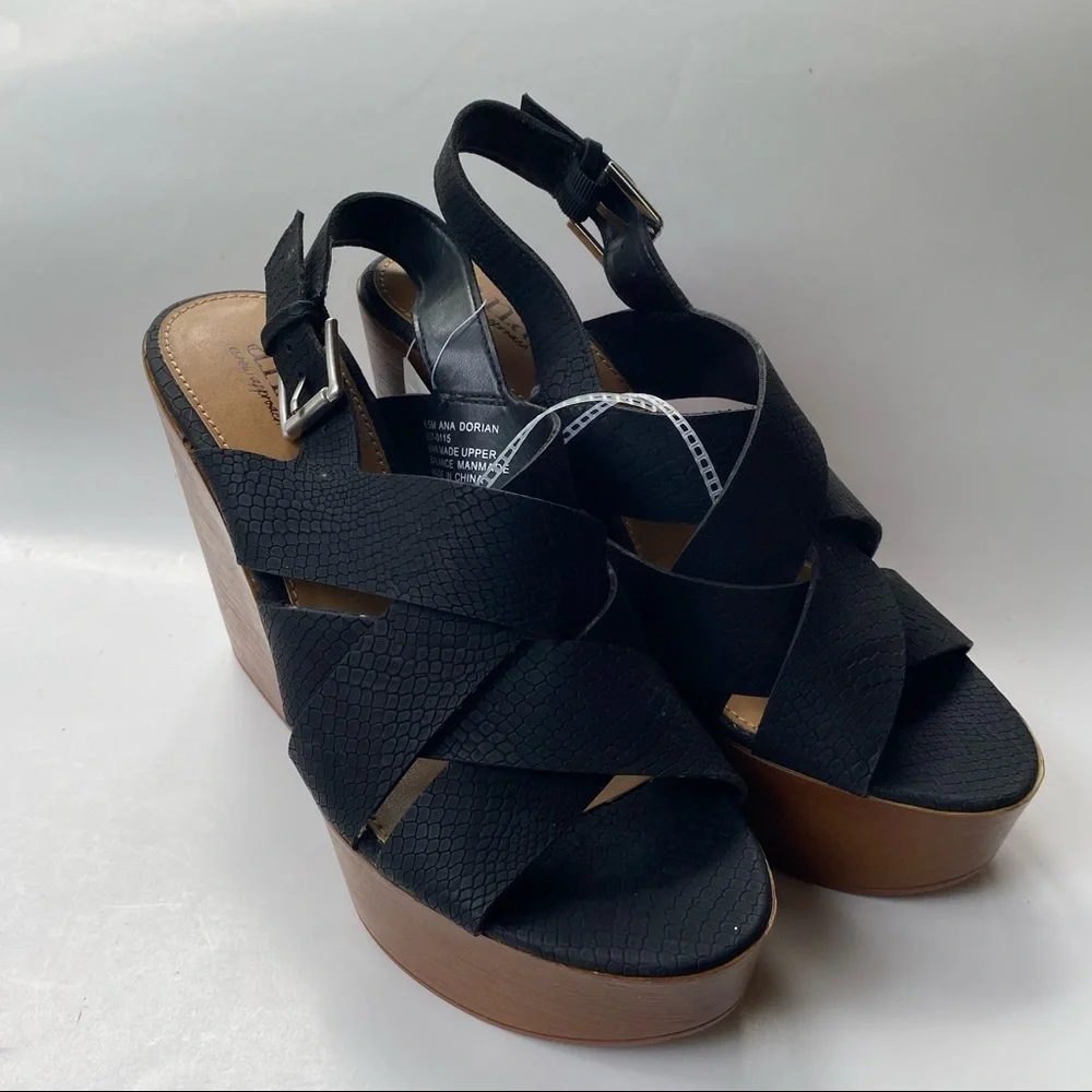 a.n.a Dorian‎ Shoes Platform Womens Size 8.5 New Heels Black Strap Open Toe